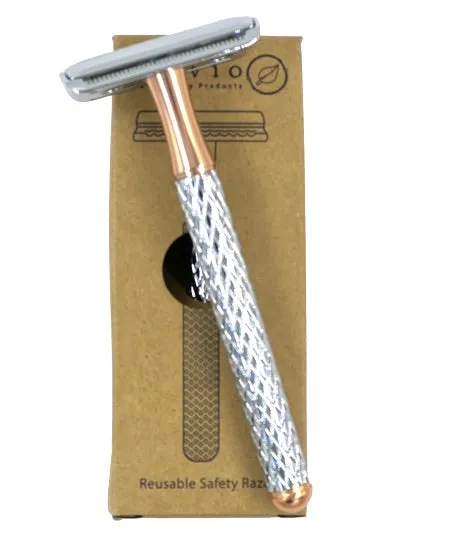 Lilvio Safety Razor, Rose Gold & Silver PLUS 50 Lilvio Blades