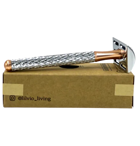 Lilvio Safety Razor, Rose Gold & Silver PLUS 50 Lilvio Blades