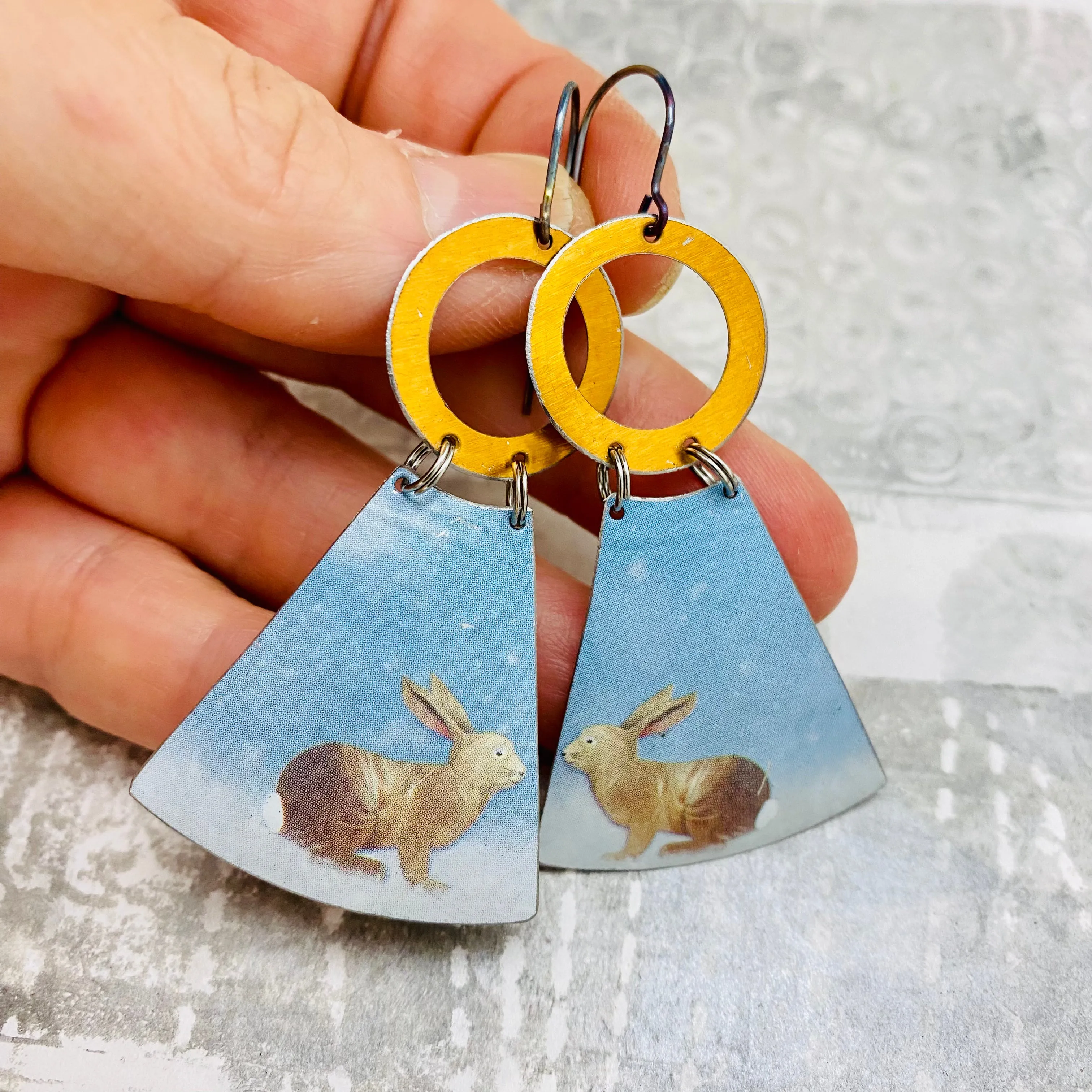 Little Bunnies Small Fans Tin Earrings