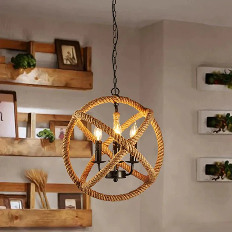 Loft Style Nordic Retro Creative Clothing Store Coffee Hall Rope Chandelier Industrial Lamp Replicate Restoration Hardware Light