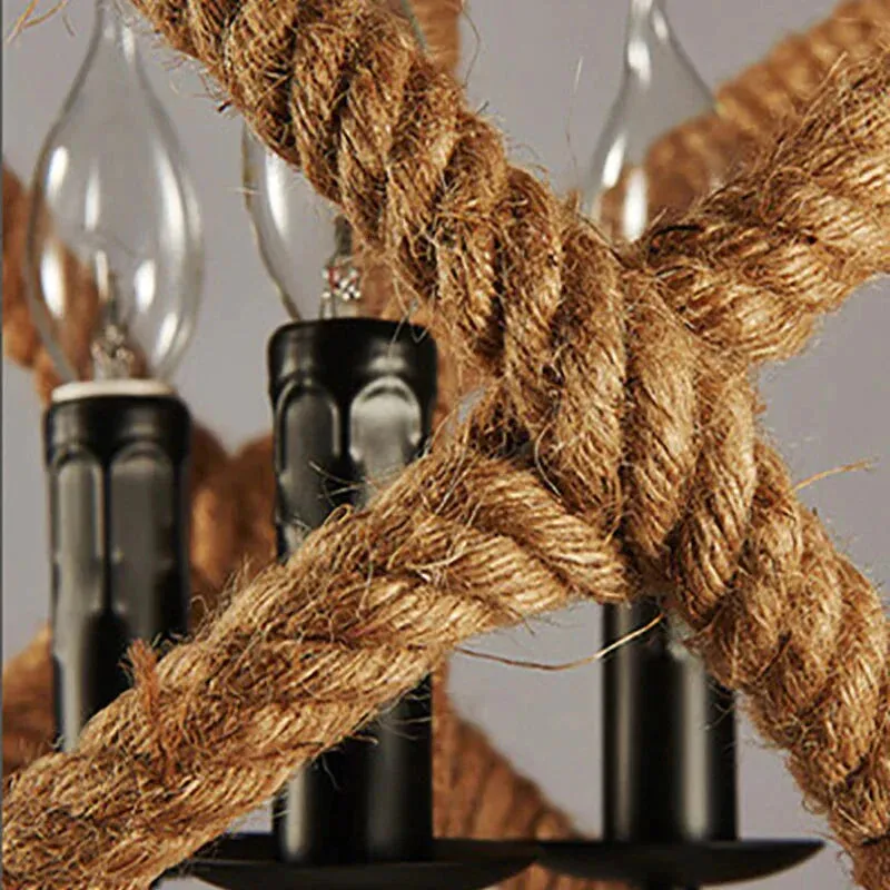 Loft Style Nordic Retro Creative Clothing Store Coffee Hall Rope Chandelier Industrial Lamp Replicate Restoration Hardware Light