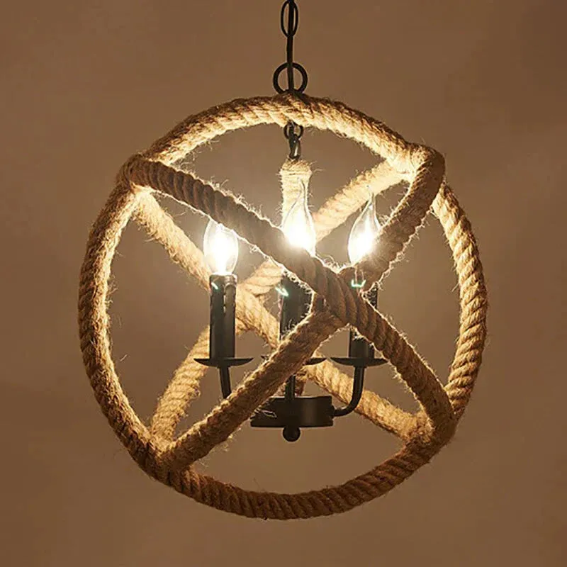 Loft Style Nordic Retro Creative Clothing Store Coffee Hall Rope Chandelier Industrial Lamp Replicate Restoration Hardware Light