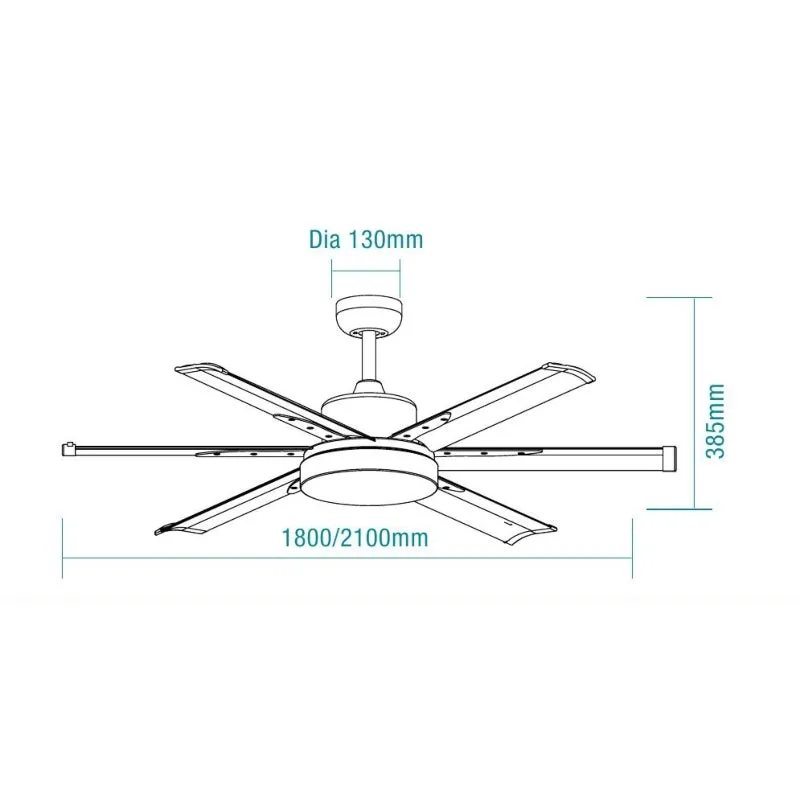 Martec Albatross 72" DC Ceiling Fan With 24W LED Light and Remote - Matt Black