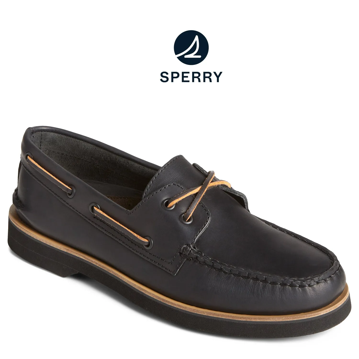 Men's Authentic Original™ Double Sole Cross Lace Boat Shoe Black  (STS25767)