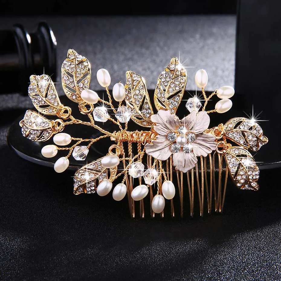 Miallo Wedding Crystal Peals Hair Combs Bridal Hair Clips Accessories Jewelry Handmade Women Head Ornaments Headpieces for Bride