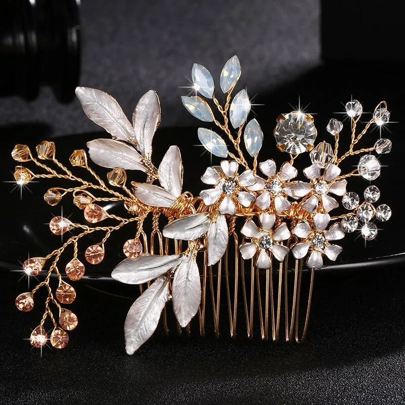 Miallo Wedding Crystal Peals Hair Combs Bridal Hair Clips Accessories Jewelry Handmade Women Head Ornaments Headpieces for Bride