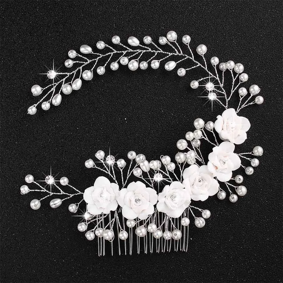 Miallo Wedding Crystal Peals Hair Combs Bridal Hair Clips Accessories Jewelry Handmade Women Head Ornaments Headpieces for Bride