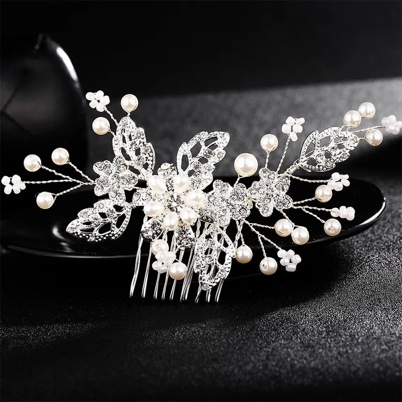 Miallo Wedding Crystal Peals Hair Combs Bridal Hair Clips Accessories Jewelry Handmade Women Head Ornaments Headpieces for Bride