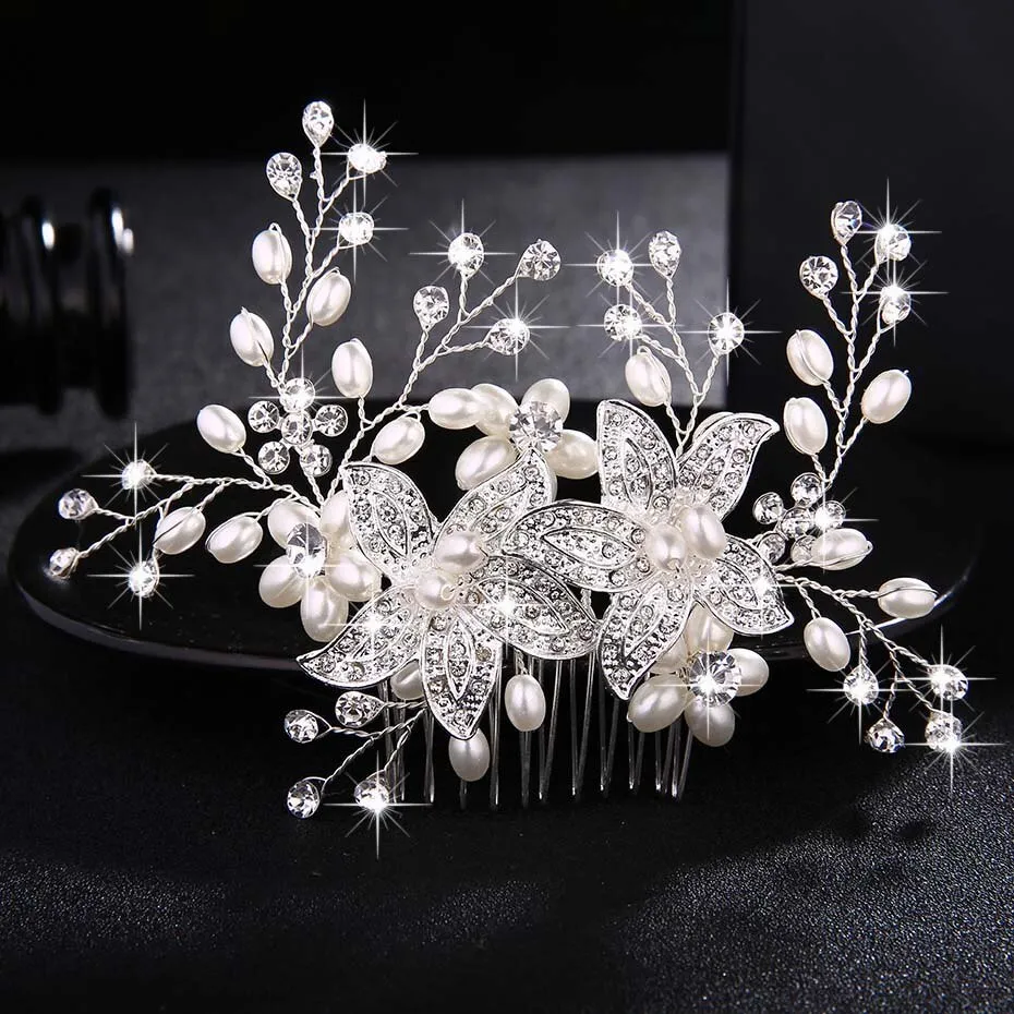 Miallo Wedding Crystal Peals Hair Combs Bridal Hair Clips Accessories Jewelry Handmade Women Head Ornaments Headpieces for Bride