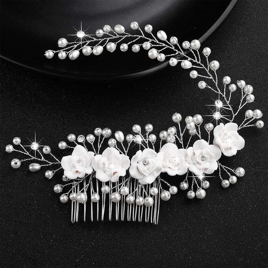 Miallo Wedding Crystal Peals Hair Combs Bridal Hair Clips Accessories Jewelry Handmade Women Head Ornaments Headpieces for Bride