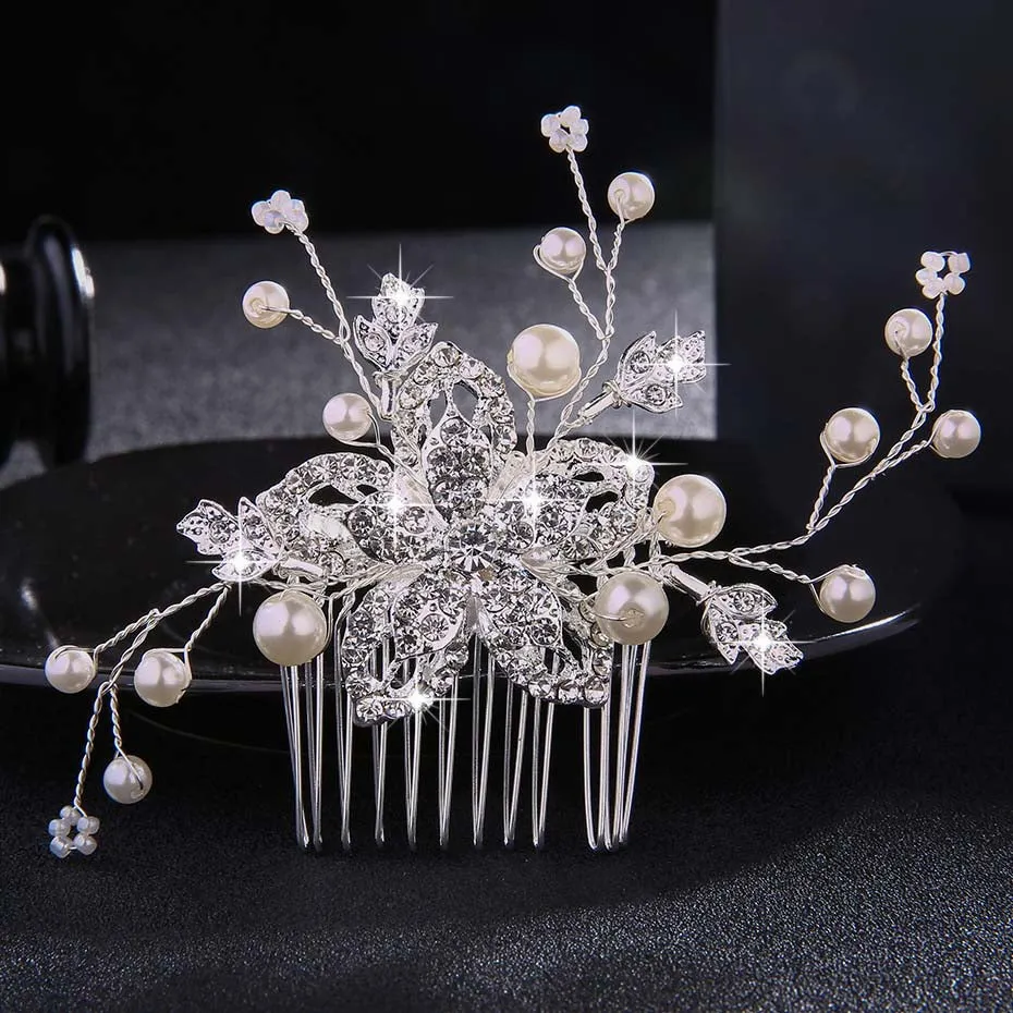 Miallo Wedding Crystal Peals Hair Combs Bridal Hair Clips Accessories Jewelry Handmade Women Head Ornaments Headpieces for Bride