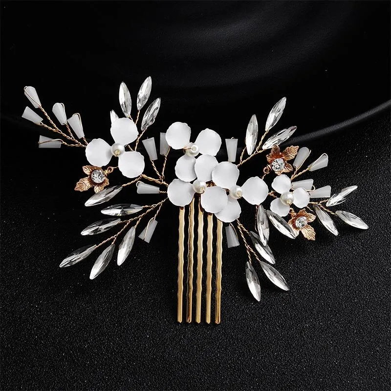 Miallo Wedding Crystal Peals Hair Combs Bridal Hair Clips Accessories Jewelry Handmade Women Head Ornaments Headpieces for Bride