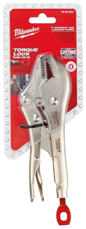 Milwaukee Torque Lock 48-22-3507 Locking Plier, 7 in OAL, 1-3/4 in Jaw Opening, Cushion-Grip Handle, 5/8 in W Jaw :EA: QUANTITY: 1