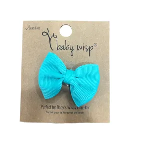 Mini Latch Wisp Clip Classic Fan Out Ribbon Bow in Aqua