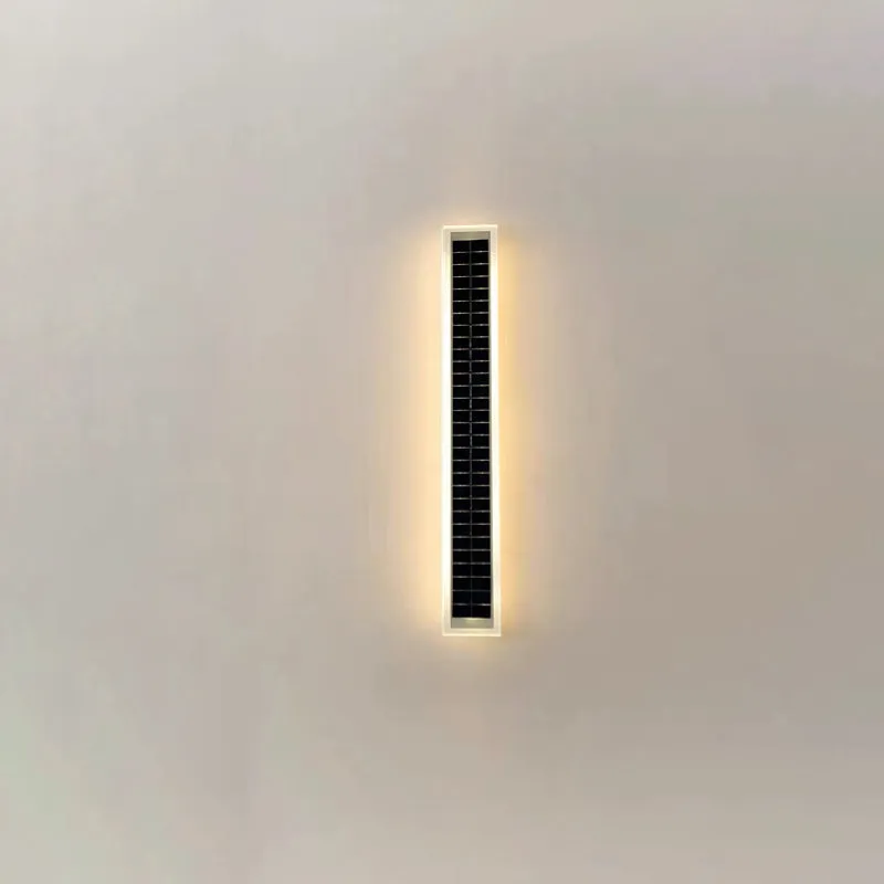 Minimalist Outdoor Solar Rectangular Strip Waterproof Patio LED Wall Sconce Lamp