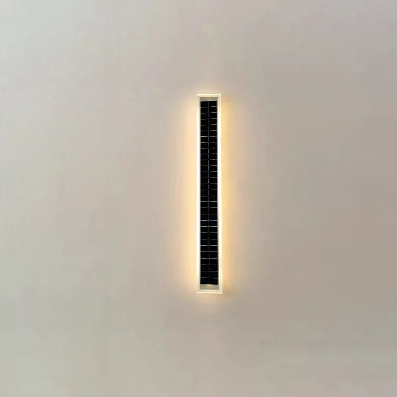 Minimalist Outdoor Solar Rectangular Strip Waterproof Patio LED Wall Sconce Lamp