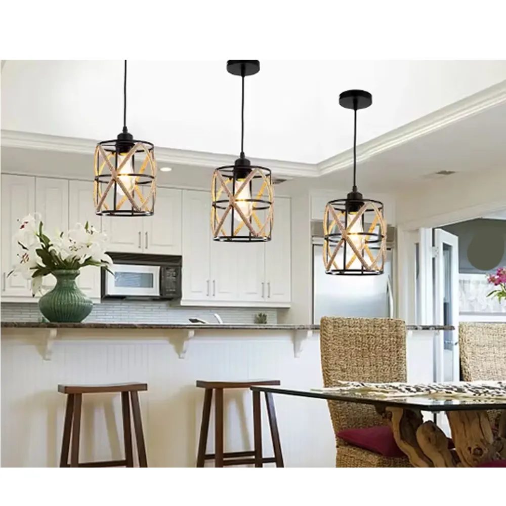 Modern Nordic Metal Shade Rope Pendant Light Q24-10-28