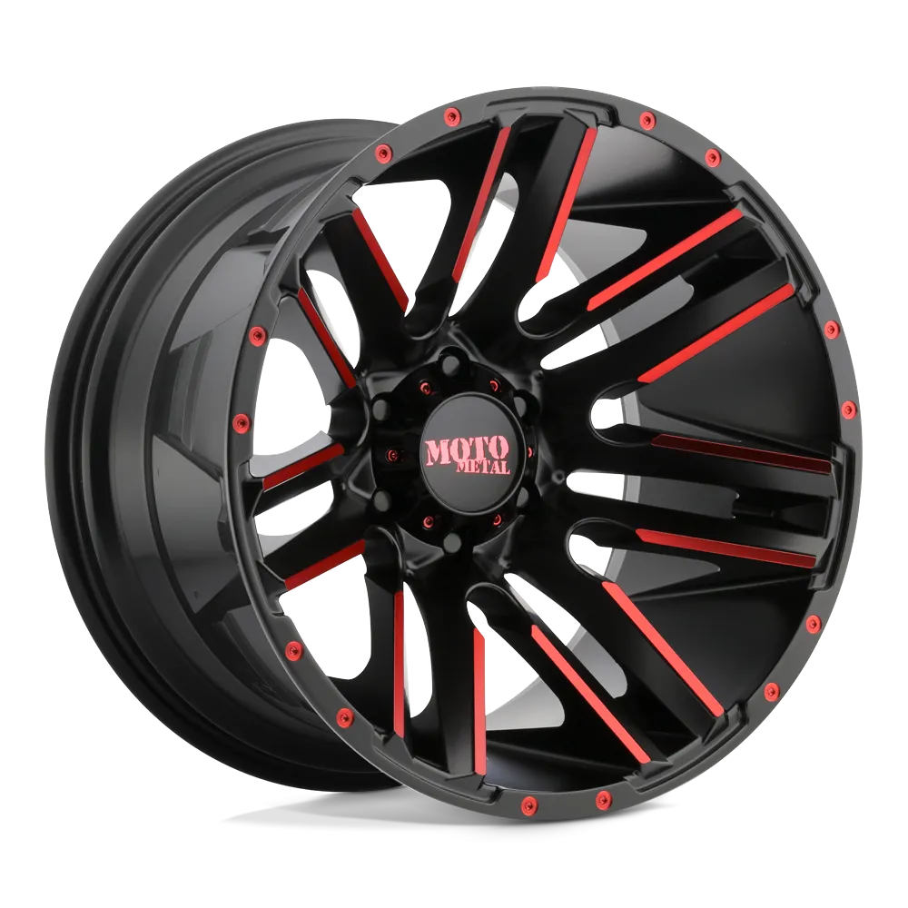 Moto Metal MO978 Razor 20X10 5X139.7 -24 mm Satin Black Machined Red Tint