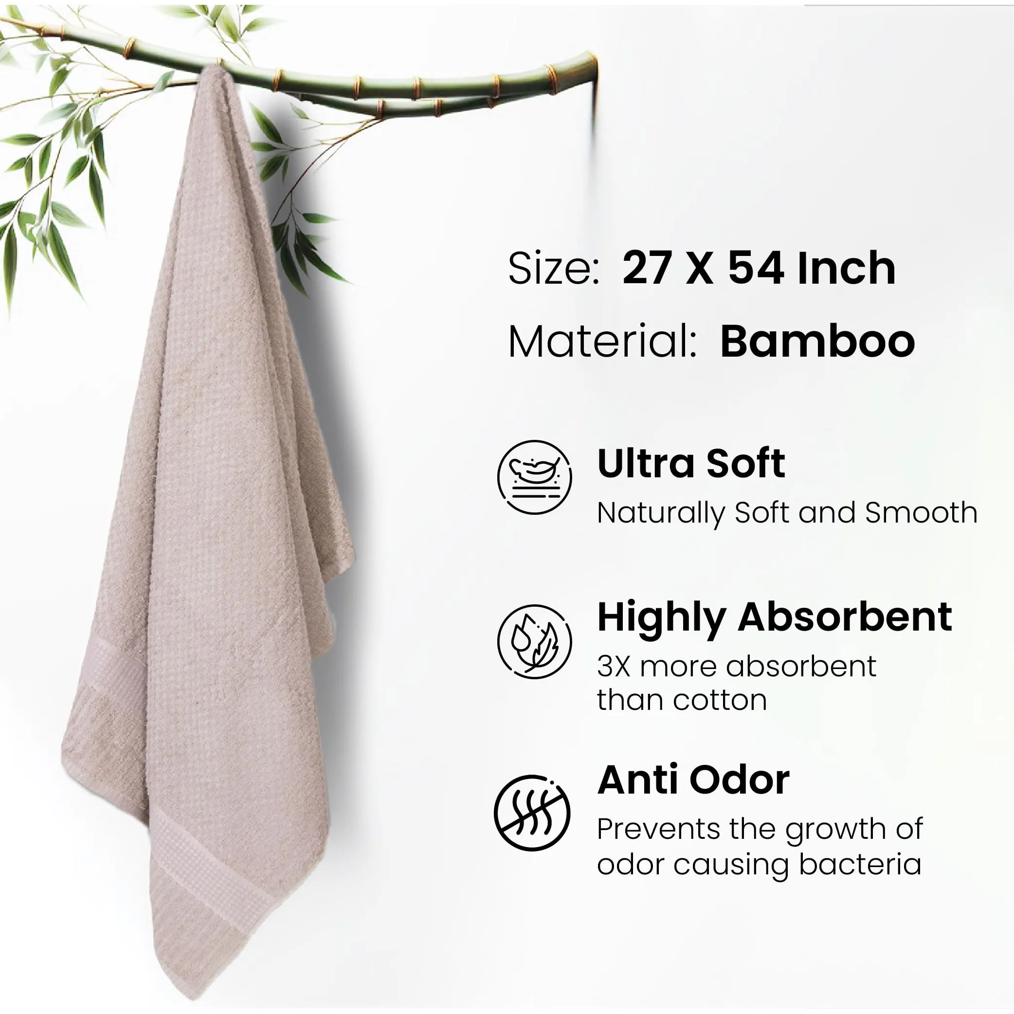 Mush Hearth & Haven Bamboo Towels for Bath Large Size | 450 GSM Bamboo Bath Towel for Men & Women | Soft, Highly Absorbent & Quick Dry | Pack of 2, 70 X 140 cms (Slate Grey & Moss Green)