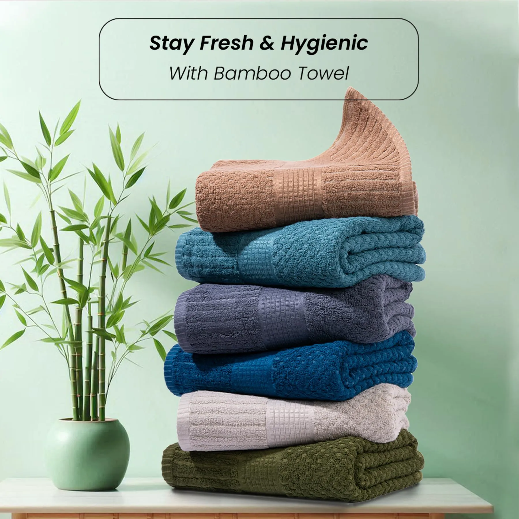 Mush Hearth & Haven Bamboo Towels for Bath Large Size | 450 GSM Bamboo Bath Towel for Men & Women | Soft, Highly Absorbent & Quick Dry | Pack of 2, 70 X 140 cms (Slate Grey & Moss Green)