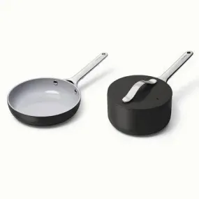 New - Caraway Home 2pc Nonstick Ceramic Mini Fry Pan and Mini Sauce Pan Set Charcoal