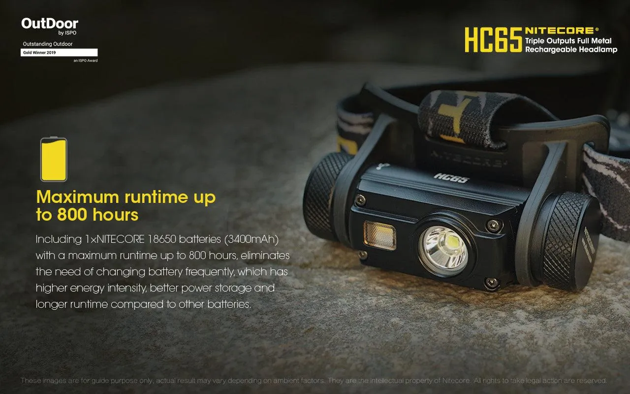 NITECORE HC65 H/LAMP 3400MAH BATTERY  USB CABLE