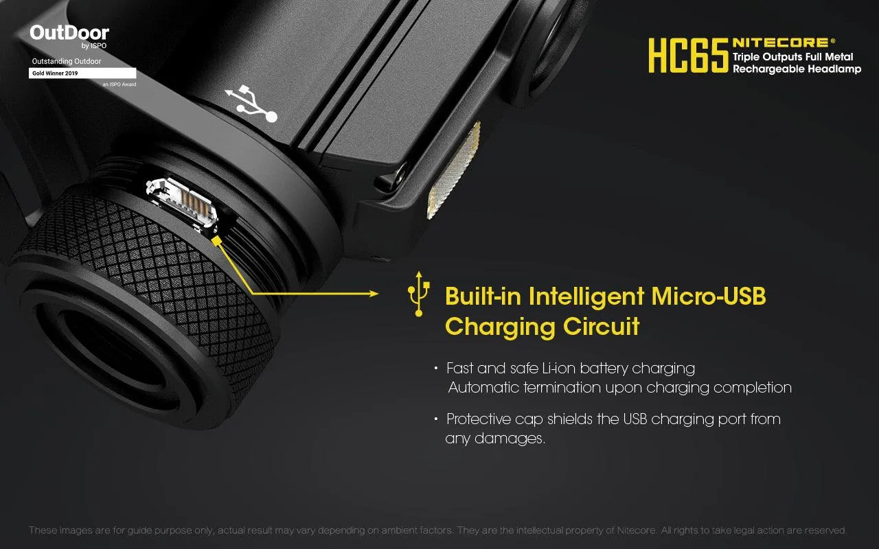 NITECORE HC65 H/LAMP 3400MAH BATTERY  USB CABLE