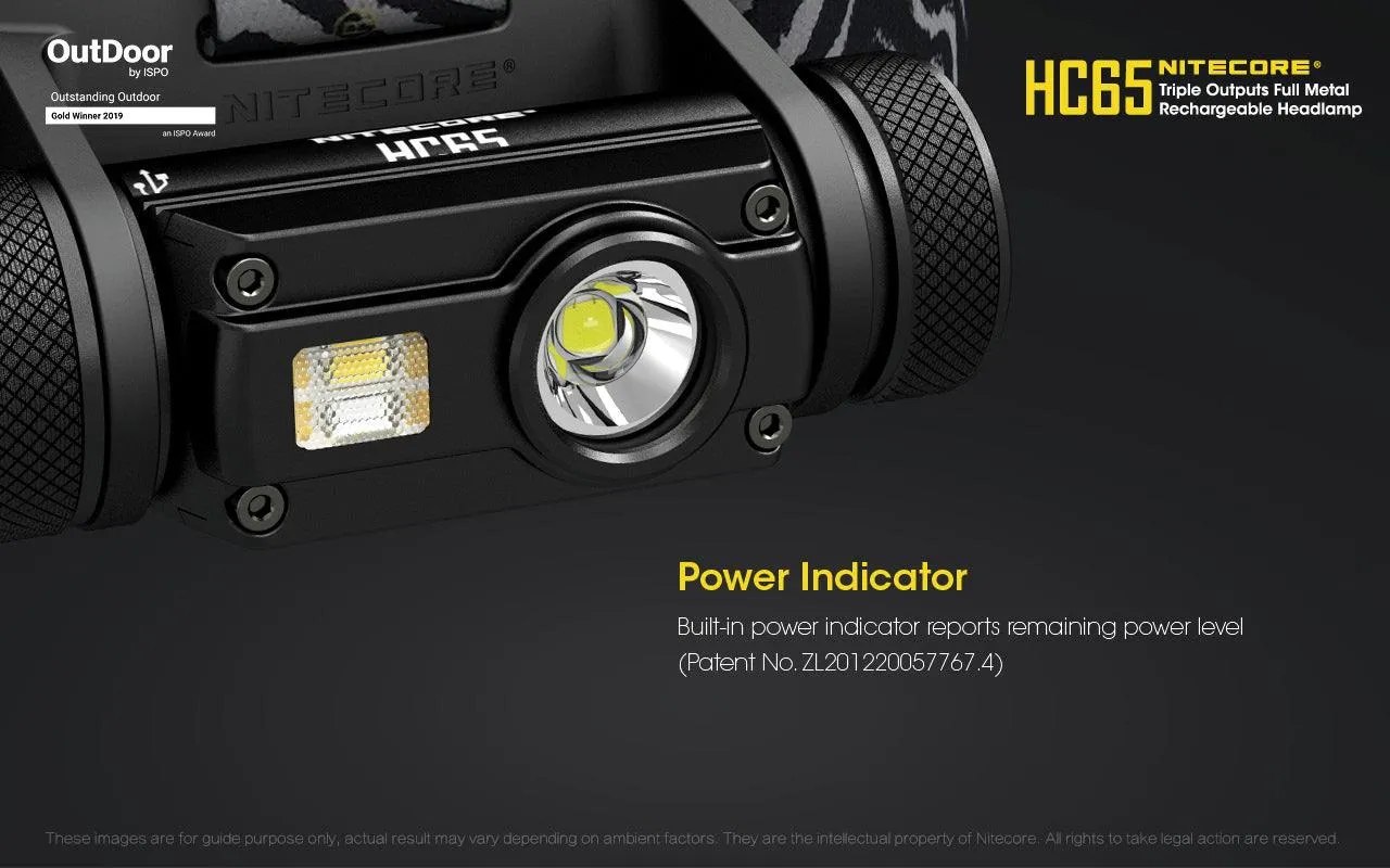 NITECORE HC65 H/LAMP 3400MAH BATTERY  USB CABLE