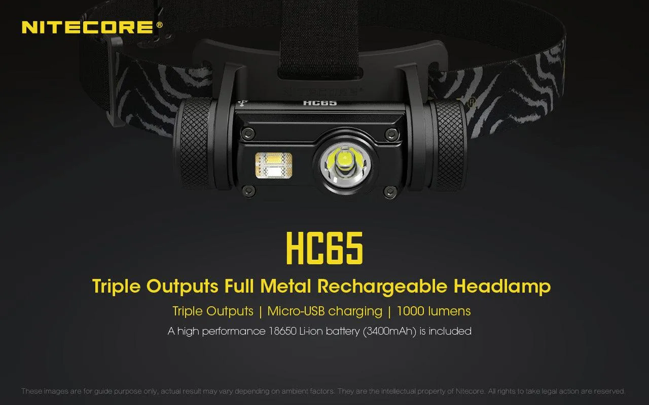 NITECORE HC65 H/LAMP 3400MAH BATTERY  USB CABLE