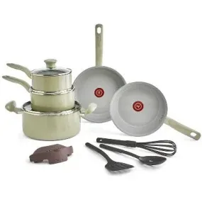 Open Box - T-fal Simply Cook 12pc Ceramic Recycled Aluminum Cookware Set - Green