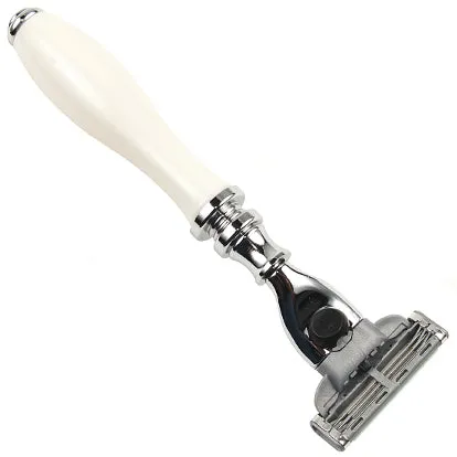 Parker White Resin Handle Mach3 Cartridge Razor