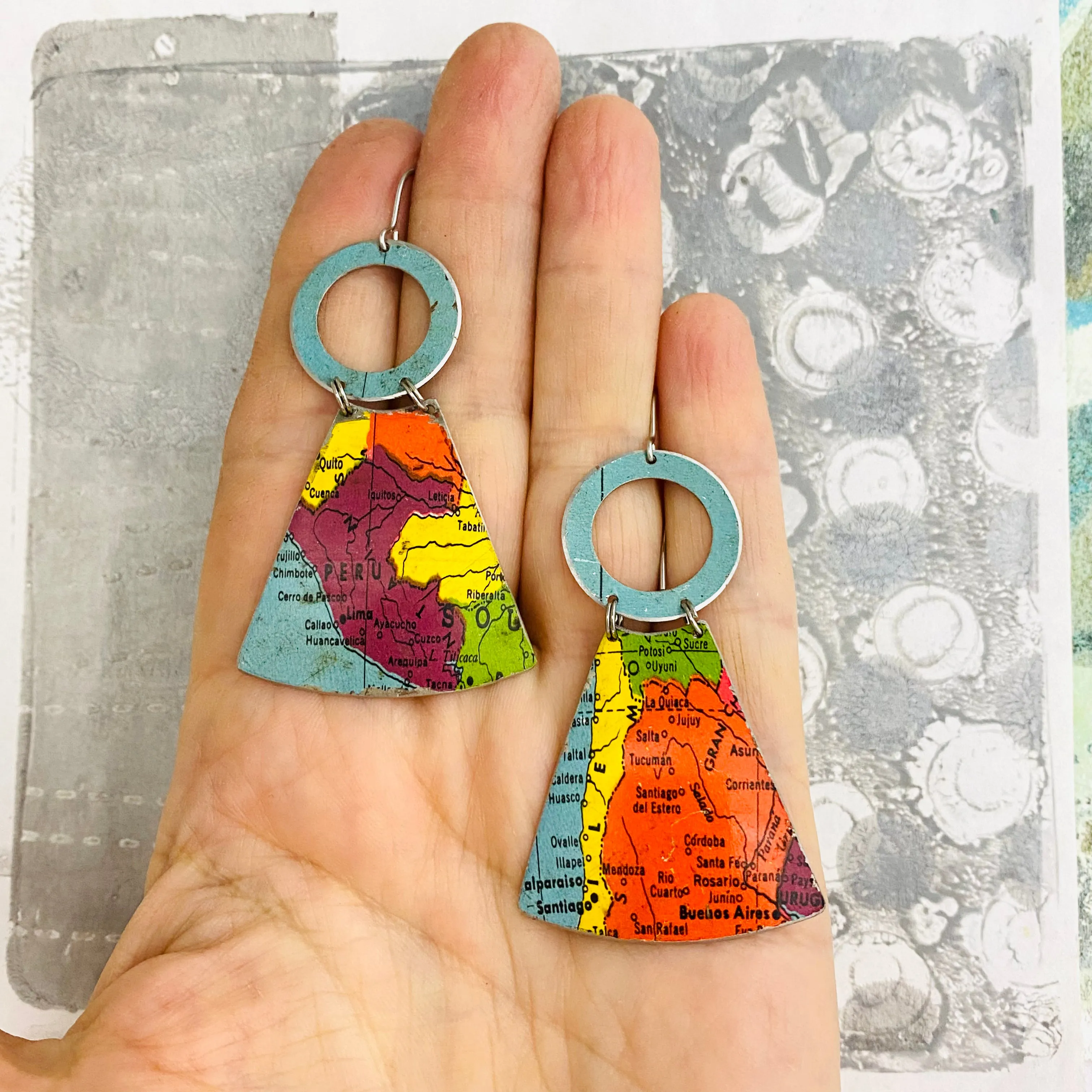 Peru & Argentina Small Fans Tin Earrings