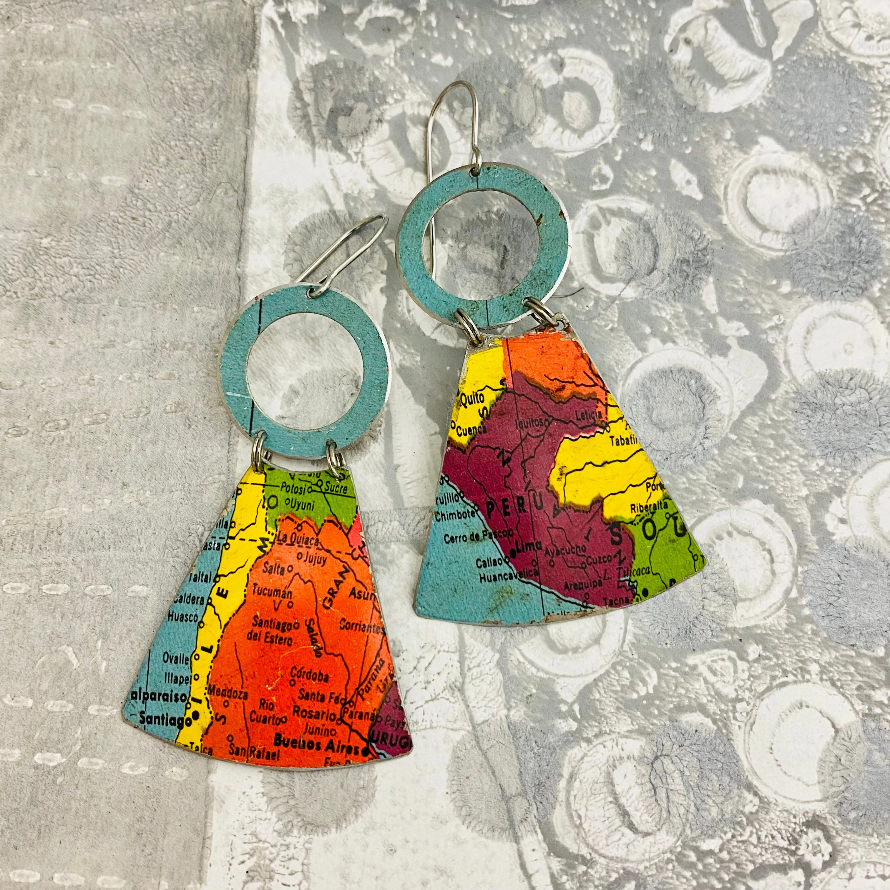 Peru & Argentina Small Fans Tin Earrings