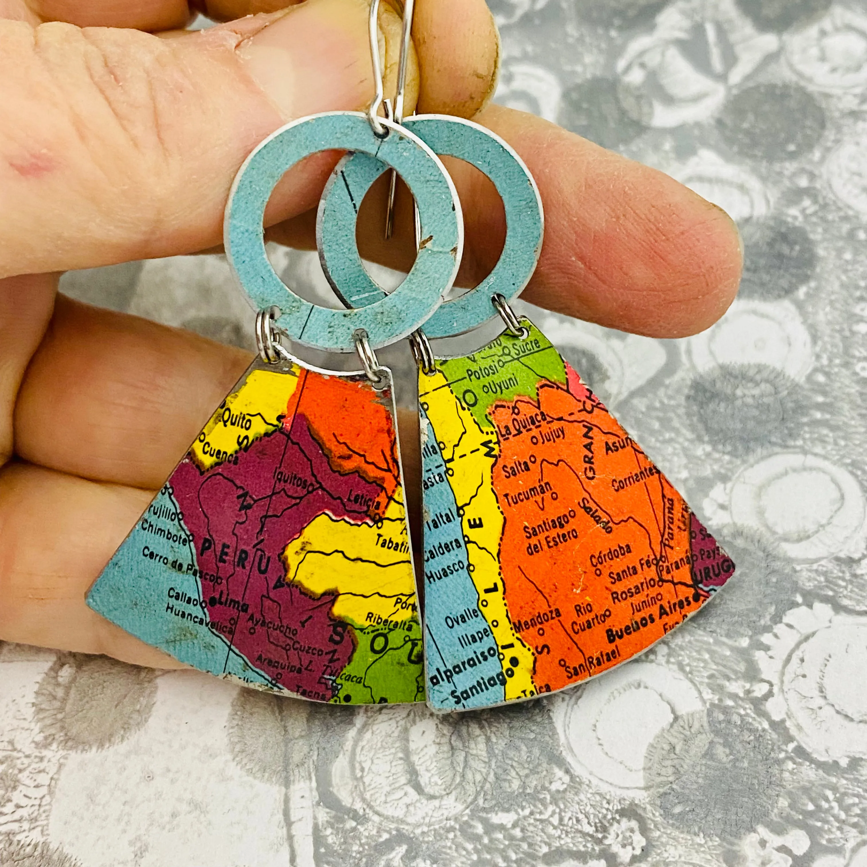 Peru & Argentina Small Fans Tin Earrings