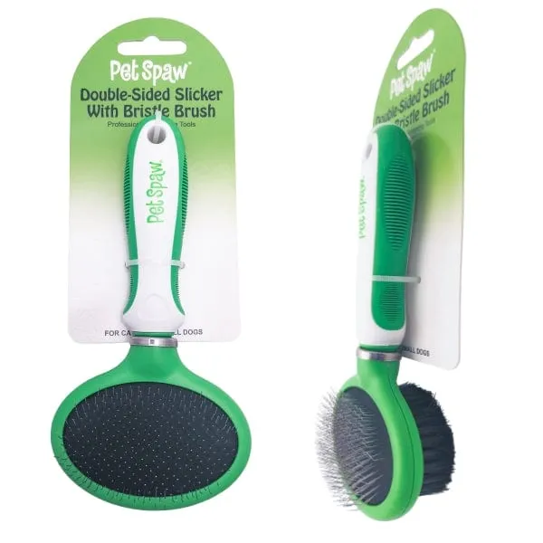 Pet Spaw Double Sided Slicker with Bristle Brush