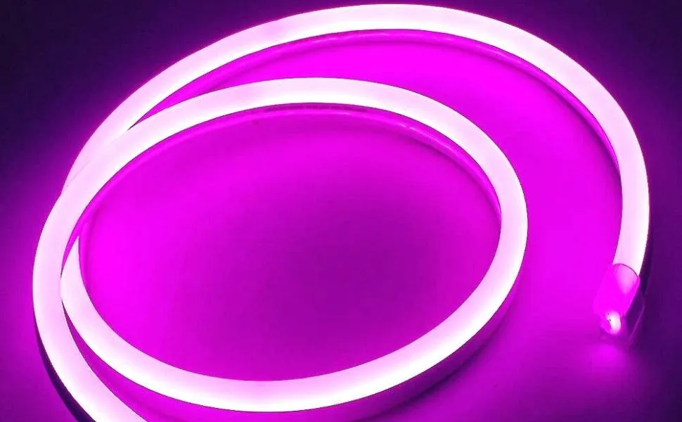 Pink LED Neon Flex 220V 240V 8x16mm 120LEDs/m IP65 Waterproof with UK Plug