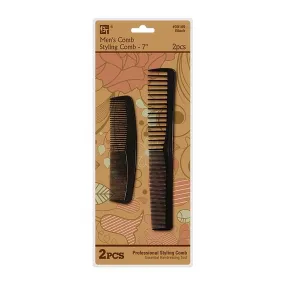 PLASTIC COMB SET MEN'S COMB 4.75" STYLING COMB 7" (BLACK)