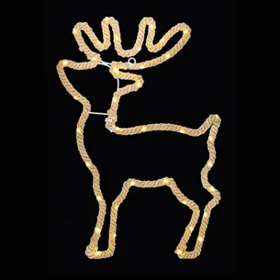 Premier LED Reindeer Hemp Rope Motif 45cm