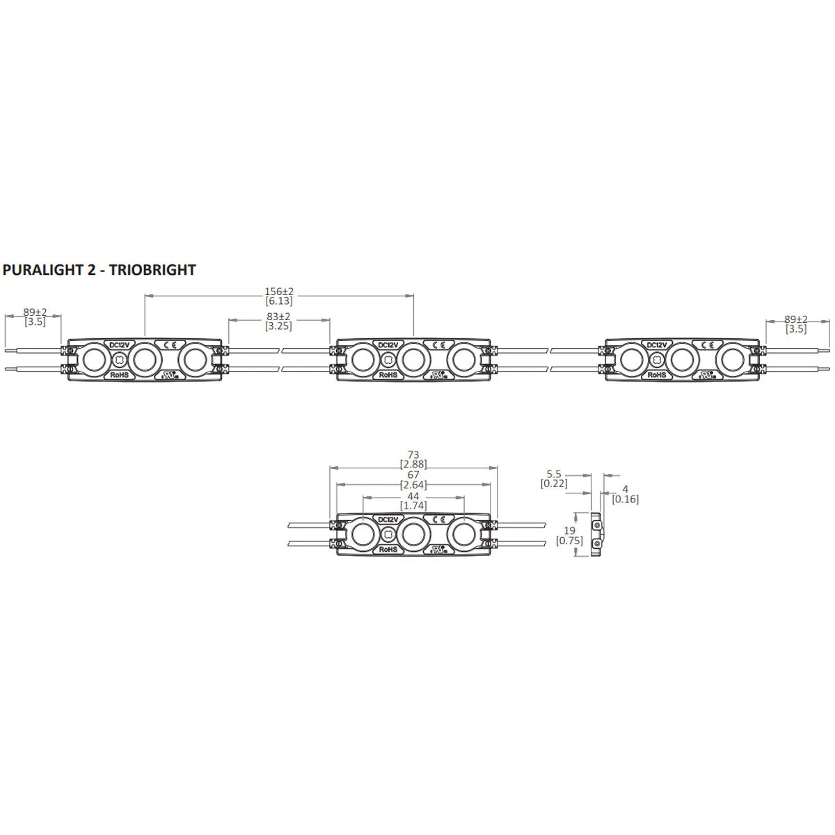 PURALIGHT 2, TRIOBRIGHT Wide Beam LED Light Module, 87 Lumens per Module, 5000K, 12V, 40 Module Strand