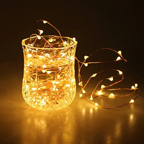 Quace Copper String Led Light 10M 100 LED Battery Operated Wire Decorative Fairy Lights Diwali Christmas Festival - Warm White