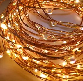 Quace Copper String Led Light 10M 100 LED Battery Operated Wire Decorative Fairy Lights Diwali Christmas Festival - Warm White