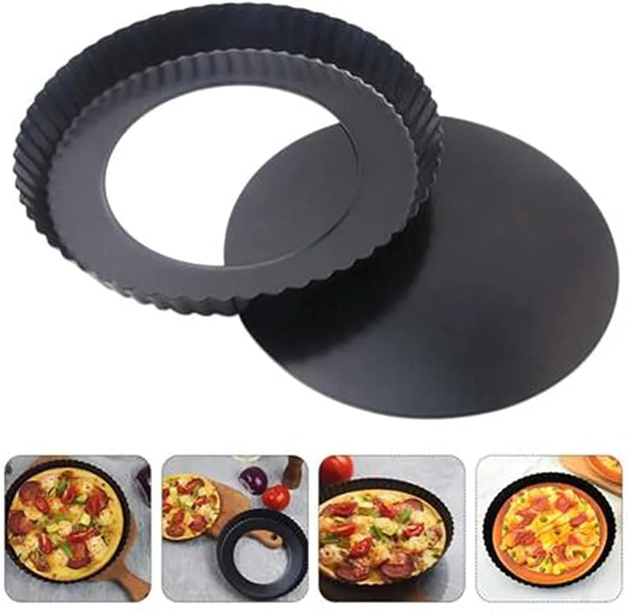 Quiche Pizza Pan Round Pizza Cake Baking Tray Carbon Steel