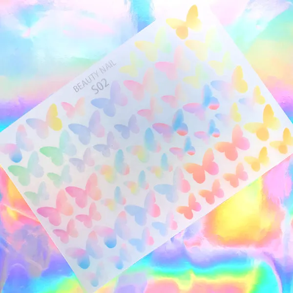 Rainbow Gradient Butterfly Shrinkable Plastic Sheet | Shrink Plastic Film | Resin Inclusion DIY | Nail Designs (1 Sheet / Translucent)