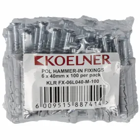 RAWLPLUG POL HAMMER-IN FIXING 6X40MM  X 100 PER PACK KLR FX-06L040-M-100