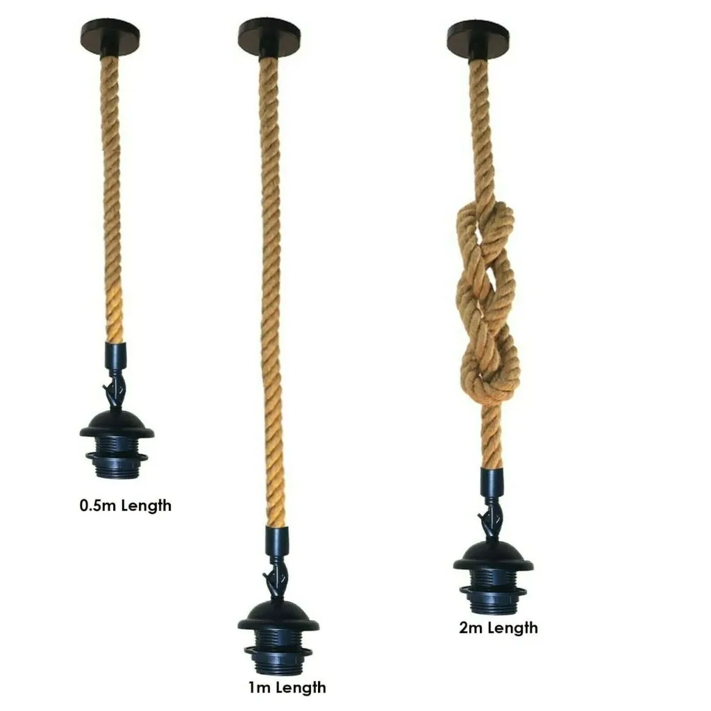 Retro Hemp Rope Iron Pendant Hanging Set