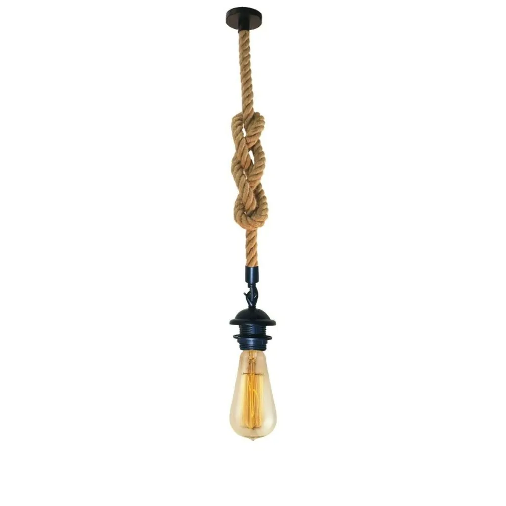 Retro Hemp Rope Iron Pendant Hanging Set