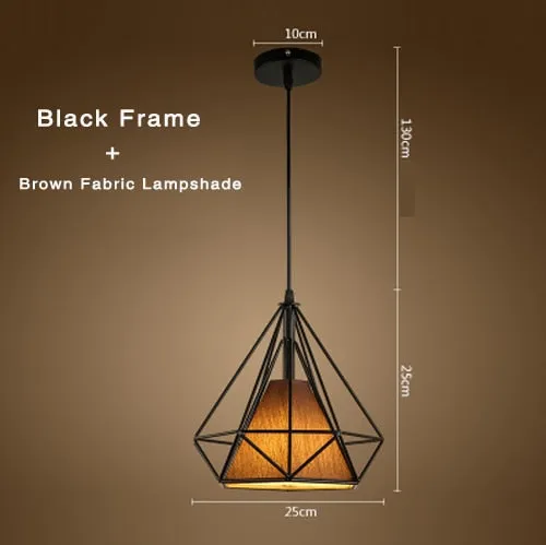 Retro Industrial Chandelier Russian Attic Cage Diamond-shaped Hemp Rope Dining Room Living Kitchen Bedroom Black Rope Lamp