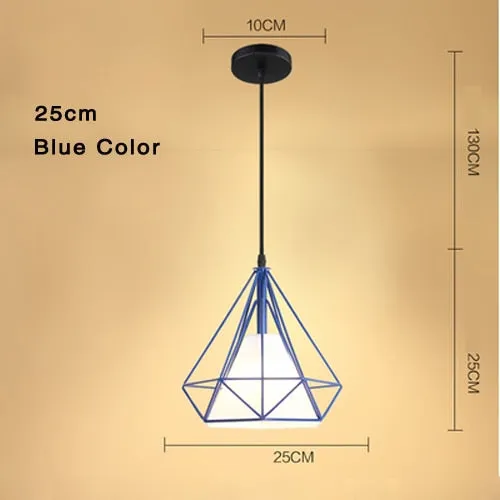 Retro Industrial Chandelier Russian Attic Cage Diamond-shaped Hemp Rope Dining Room Living Kitchen Bedroom Black Rope Lamp