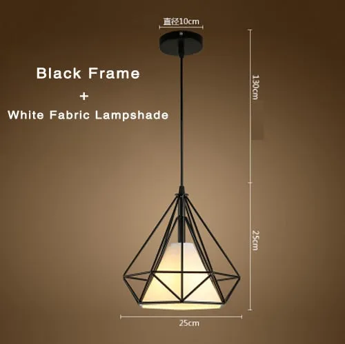 Retro Industrial Chandelier Russian Attic Cage Diamond-shaped Hemp Rope Dining Room Living Kitchen Bedroom Black Rope Lamp