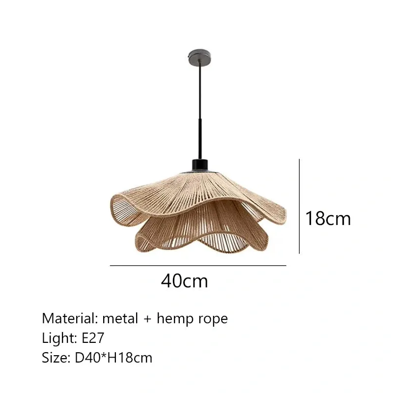 Rustic Handmade Hemp Rope Pendant Light – Boho Ceiling Lamp Décor